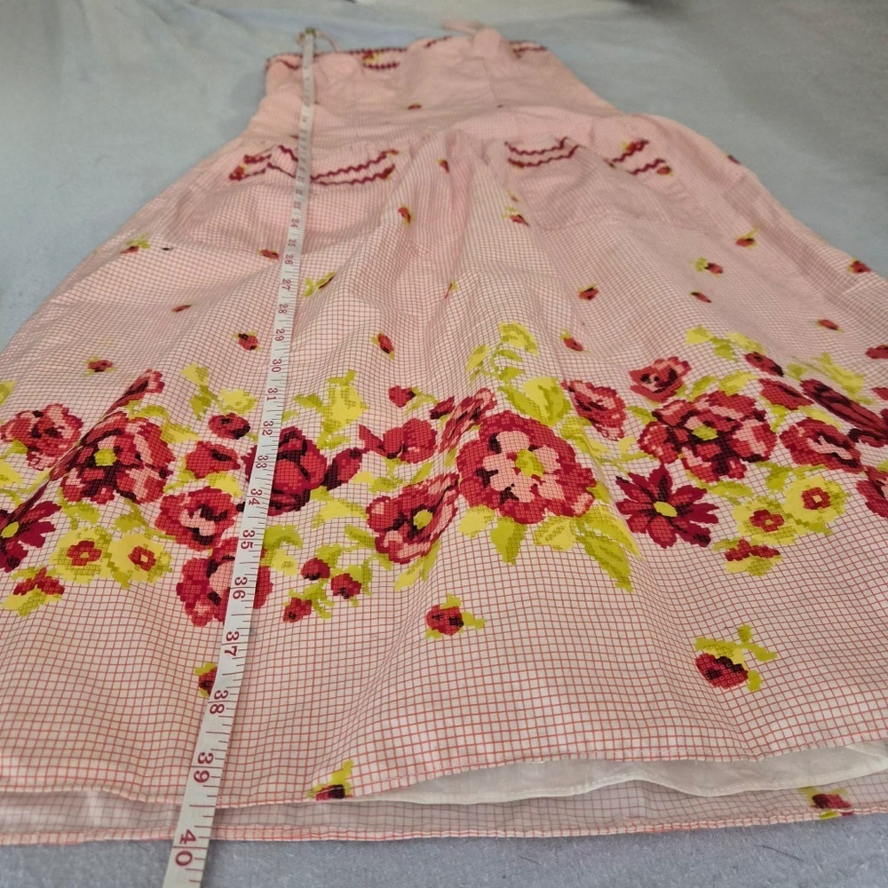 Betsey Johnson Pink Grid Windowpane Plaid Geometric Rose Prairie Farm Dress US 0 - Picture 10 of 10
